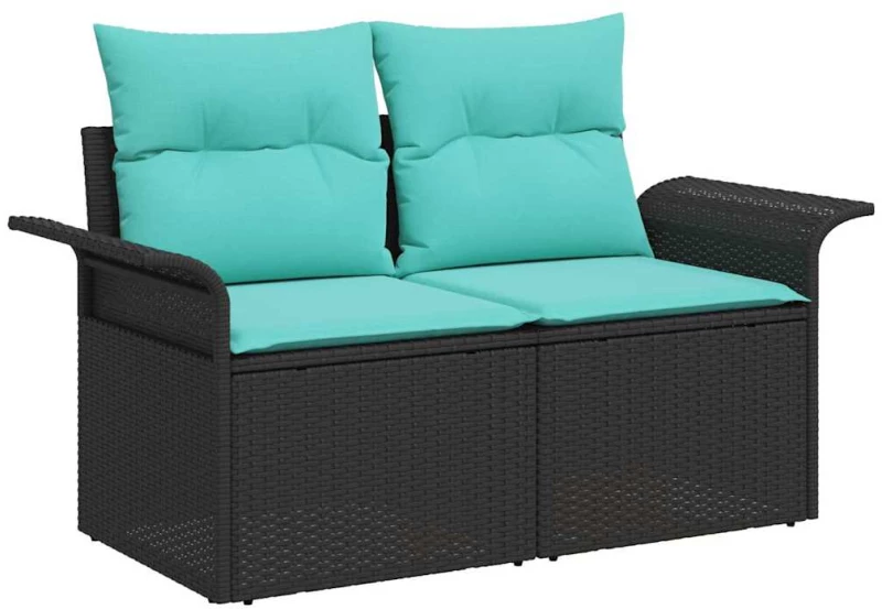 vidaXL Σετ Καναπέ Κήπου με μαξιλάρι 9 pcs Μαύρο Πολυ ράταν