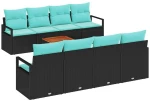 vidaXL Σετ Καναπέ Κήπου με μαξιλάρι 9 pcs Μαύρο συνθετικό ρατάν