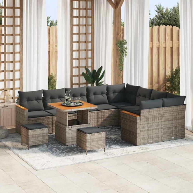 vidaXL Σετ Καναπέ Κήπου 12 pcs Γκρι συνθετικό ρατάν