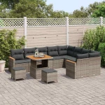 vidaXL Σετ Καναπέ Κήπου 12 pcs Γκρι συνθετικό ρατάν