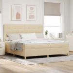 vidaXL LED Κρεβάτι με βάθρο με στρώμα Κρεμ 200 x 200 cm ύφασμα