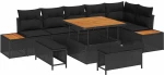 vidaXL Σετ Καναπέ Κήπου με μαξιλάρι 9 pcs Μαύρο Πολυ ράταν