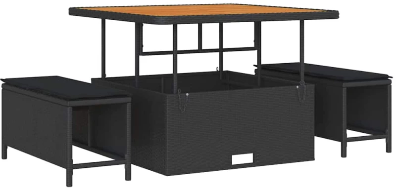 vidaXL Σετ Καναπέ Κήπου με μαξιλάρι 9 pcs Μαύρο Πολυ ράταν