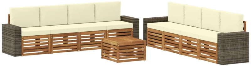 vidaXL Σετ Καναπέ με μαξιλάρι 9 pcs Στερεό Ξύλο Ακακίας