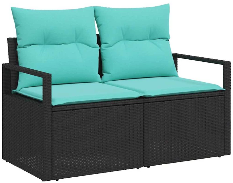 vidaXL Σετ Καναπέ με μαξιλάρι 10 pcs Μαύρο συνθετικό ρατάν