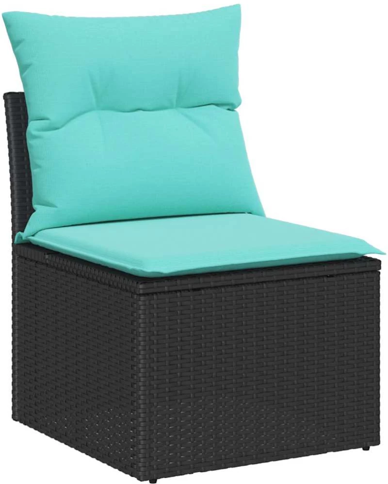 vidaXL Σετ Καναπέ με μαξιλάρι 10 pcs Μαύρο συνθετικό ρατάν