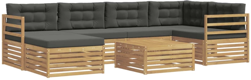 vidaXL Σειρά Καναπέ Εξωτερικού με μαξιλάρι 7 pcs Άσπρο και Ανθρακί