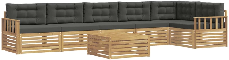 vidaXL Σειρά Καναπέ Εξωτερικού με μαξιλάρι 7 pcs Άσπρο και Ανθρακί