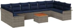 vidaXL Σετ Καναπέ Κήπου 11 pcs Γκρι και Navy Blue συνθετικό ρατάν