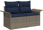 vidaXL Σετ Καναπέ Κήπου 11 pcs Γκρι και Navy Blue συνθετικό ρατάν