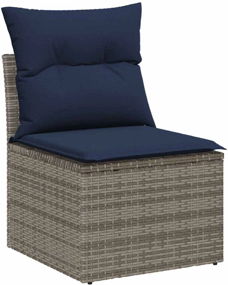 vidaXL Σετ Καναπέ Κήπου 11 pcs Γκρι και Navy Blue συνθετικό ρατάν