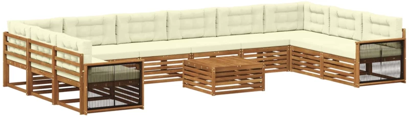 vidaXL Σετ Καναπέ με μαξιλάρι 11 pcs Στερεό Ξύλο Ακακίας