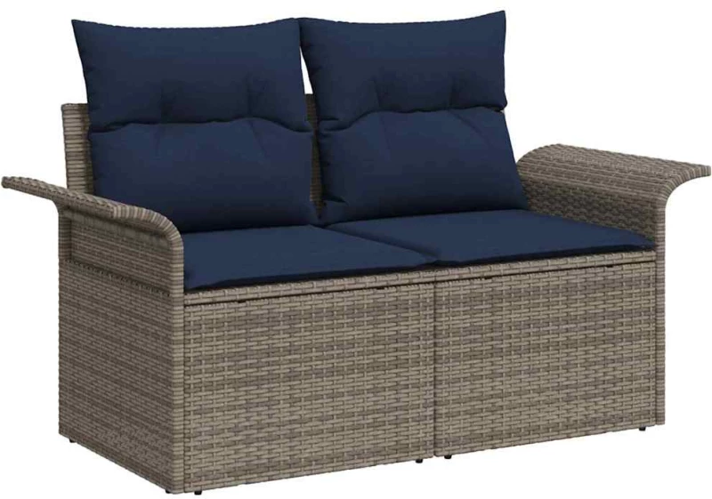 vidaXL Σετ Καναπέ Κήπου με μαξιλάρι 11 pcs Γκρι Πολυ ράταν
