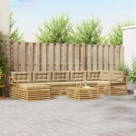vidaXL Σειρά Καναπέ Εξωτερικού με μαξιλάρι 8 pcs Λευκό και Μπεζ
