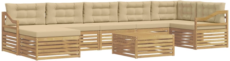 vidaXL Σειρά Καναπέ Εξωτερικού με μαξιλάρι 8 pcs Λευκό και Μπεζ