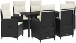 vidaXL Σετ Τραπέζι Καναπέ με μαξιλάρι 7 pcs Μαύρο και Κρεμ Λευκό