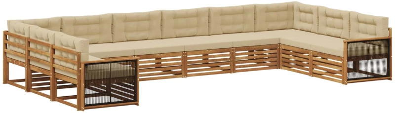 vidaXL Σετ Καναπέ με μαξιλάρι 10 pcs Στερεό Ξύλο Ακακίας