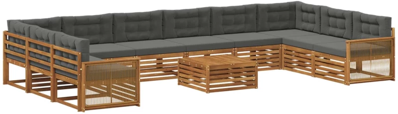 vidaXL Σετ Καναπέ με μαξιλάρι 11 pcs Στερεό Ξύλο Ακακίας