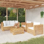 vidaXL Σαλόνι Κήπου Σετ 5 Τεμαχίων από Μασίφ Ξύλο Teak με Μαξιλάρια