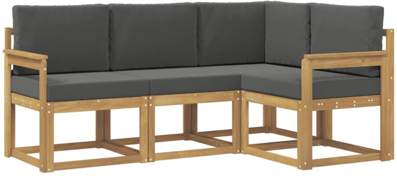 vidaXL Σειρά Καναπέ Εξωτερικού με μαξιλάρι 4 pcs Άσπρο και Ανθρακί