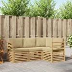 vidaXL Σετ Καναπέ 4 pcs Λευκό και Μπεζ 185,5 x 126,5 x 73 εκ
