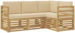 vidaXL Σετ Καναπέ 4 pcs Λευκό και Μπεζ 185,5 x 126,5 x 73 εκ