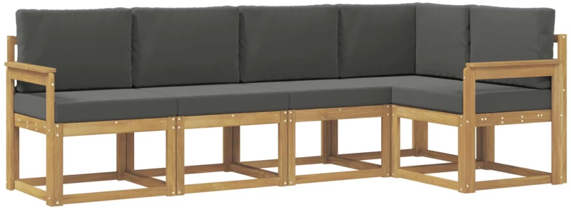 vidaXL Σειρά Καναπέ Εξωτερικού με μαξιλάρι 5 pcs Άσπρο και Ανθρακί