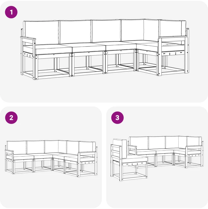 vidaXL Σειρά Καναπέ Εξωτερικού με μαξιλάρι 5 pcs Άσπρο και Ανθρακί