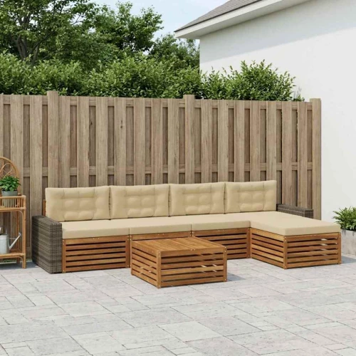 vidaXL Σειρά Καναπέ Εξωτερικού 6 pcs Φυσικό και Μπεζ 79 x 79 x 37 εκ