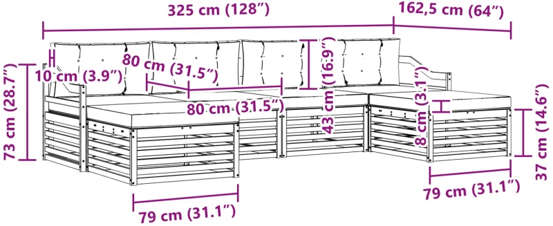 vidaXL Σειρά Καναπέ Εξωτερικού 6 pcs Λευκό και Μπεζ