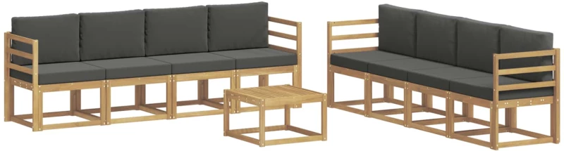 vidaXL Σειρά Καναπέ Εξωτερικού με μαξιλάρι 9 pcs Άσπρο και Ανθρακί