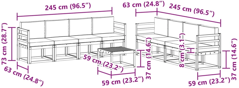 vidaXL Σειρά Καναπέ Εξωτερικού με μαξιλάρι 9 pcs Άσπρο και Ανθρακί