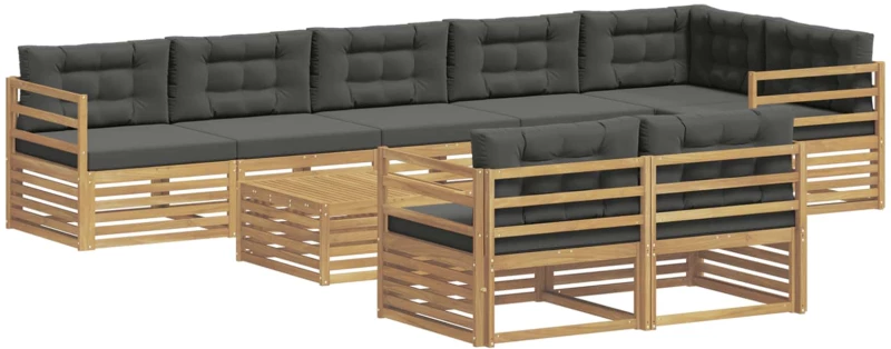 vidaXL Σειρά Καναπέ Εξωτερικού με μαξιλάρι 9 pcs Άσπρο και Ανθρακί