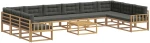 vidaXL Σειρά Καναπέ Εξωτερικού με μαξιλάρι 11 pcs Άσπρο και Ανθρακί