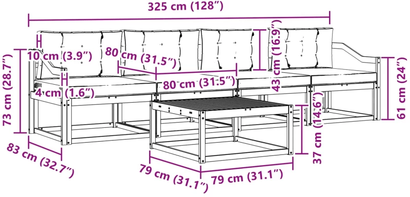 vidaXL Σειρά Καναπέ Εξωτερικού 4 pcs Λευκό και Ανοιχτό Γκρι