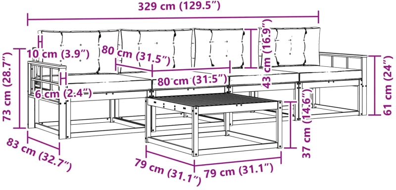 vidaXL Σειρά Καναπέ Εξωτερικού με μαξιλάρι 4 pcs Άσπρο και Ανθρακί
