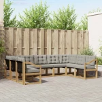 vidaXL Σειρά Καναπέ Εξωτερικού 9 pcs Λευκό και Ανοιχτό Γκρι