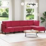 vidaXL Σετ Επίπλων Σαλονιού με μαξιλάρι 5 pcs Κόκκινο Βελούδο