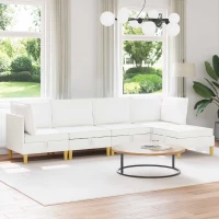 vidaXL Σετ Επίπλων Σαλονιού με μαξιλάρι 5 pcs Λευκό Ύφασμα