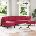 vidaXL Σετ Επίπλων Σαλονιού με μαξιλάρι 6 pcs Κόκκινο Βελούδο