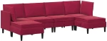 vidaXL Σετ Επίπλων Σαλονιού με μαξιλάρι 6 pcs Κόκκινο Βελούδο