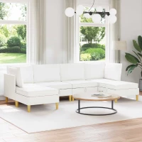 vidaXL Σετ Επίπλων Σαλονιού με μαξιλάρι 6 pcs Λευκό Ύφασμα