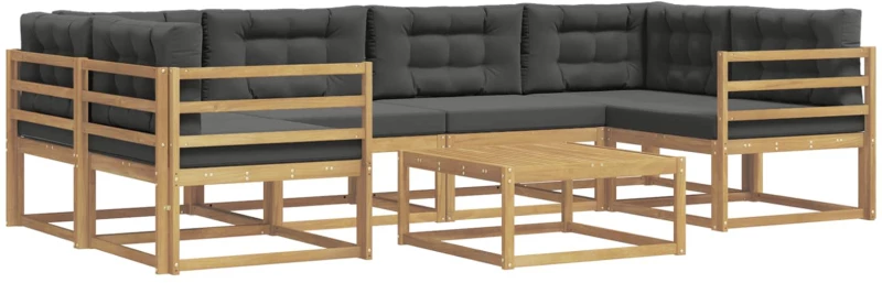 vidaXL Σειρά Καναπέ Εξωτερικού με μαξιλάρι 5 pcs Άσπρο και Ανθρακί