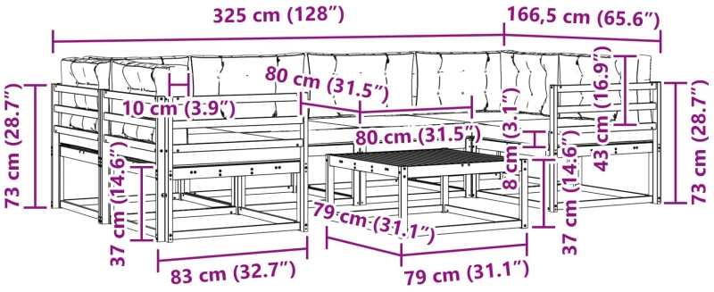 vidaXL Σειρά Καναπέ Εξωτερικού με μαξιλάρι 5 pcs Άσπρο και Ανθρακί