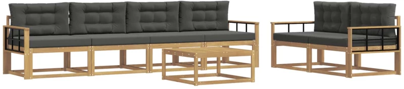 vidaXL Σειρά Καναπέ Εξωτερικού με μαξιλάρι 6 pcs Άσπρο και Ανθρακί