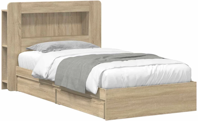 vidaXL Σκελετός κρεβατιού με αποθήκευση Sonoma Δρυς 75 x 190 cm