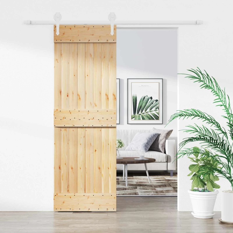 vidaXL Συρόμενη Πόρτα Φυσικό και Λευκό 70 x 210 cm