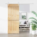 vidaXL Συρόμενη Πόρτα Φυσικό και Λευκό 80 x 210 cm