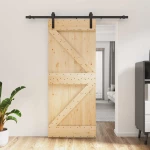 vidaXL Συρόμενη Πόρτα Φυσικό και Μαύρο 85 x 210 cm