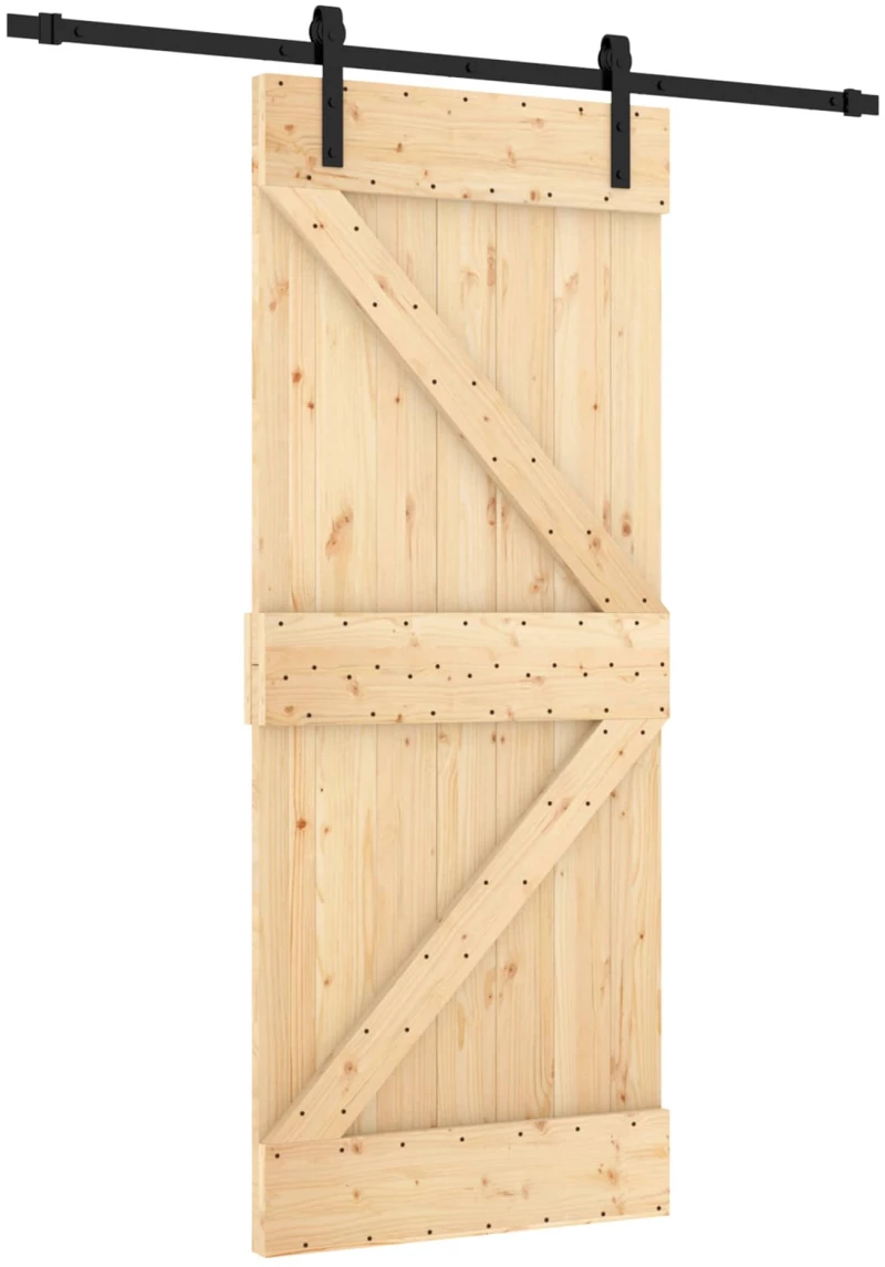 vidaXL Συρόμενη Πόρτα Φυσικό και Μαύρο 85 x 210 cm